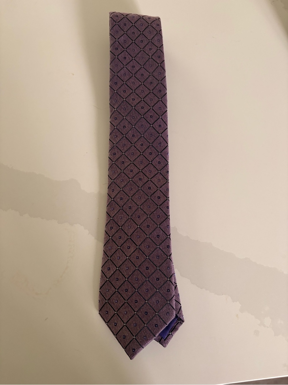 Men's Purple Diamond-Pattern Tie